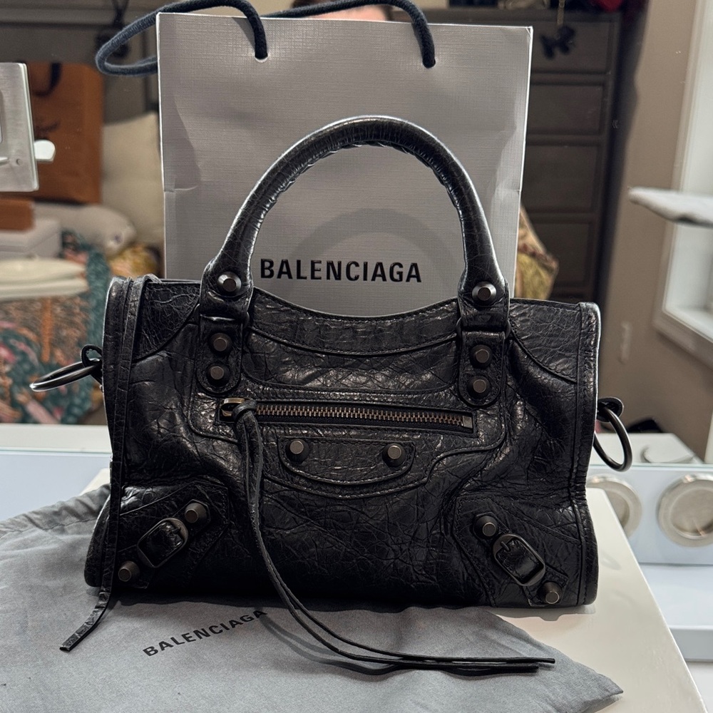 Balenciaga Black Classic Mini City Leather Bag